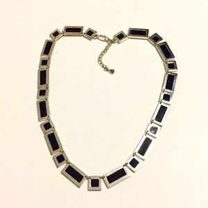 Silver Necklace with Jet Accent